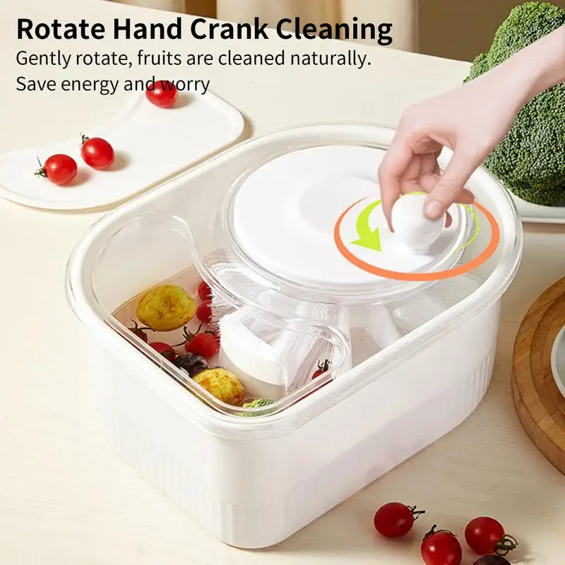 Manual Hand-Crank Fruit & Vegetable Cleaner | Efficient Spinner for Berries and Produce | Kitchen Washing Tool