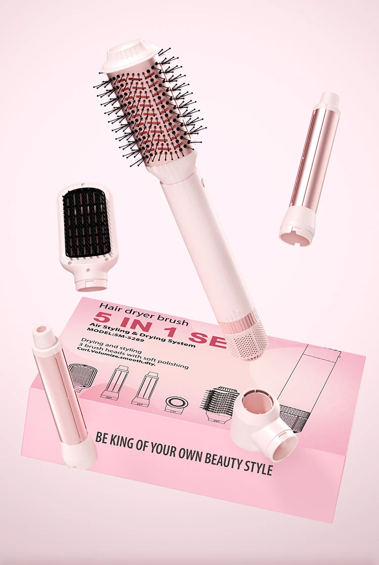 5-in-1 Detachable Hair Dryer Brush & Curling Iron Styling System