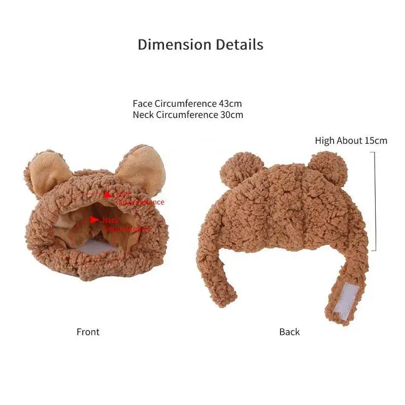 Adorable Bear & Bunny Plush Hat for Cats and Small Dogs – Warm Winter Headwear, Cute Pet Costume Accessory for Christmas and Holidays