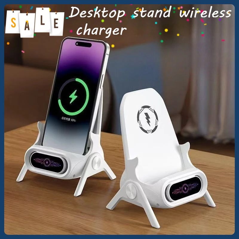 2025 Wireless Magnetic Fast Charger – 3D Cute Stool Design Desktop Stand & Phone Prop