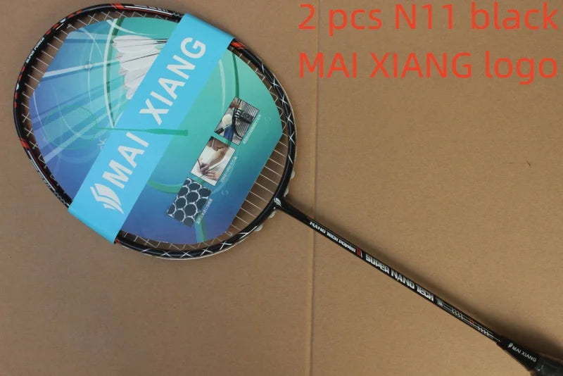 2PCS MAI XIANG-N11 Professional Badminton Rackets – 30 LBS Nano Carbon, High-End Offensive Racquets for Advanced Players