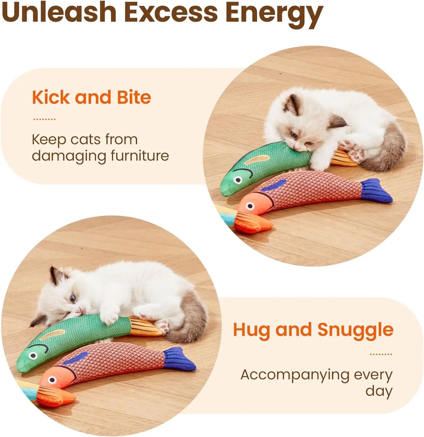 Interactive Cat Fish Toy with Catnip – Soft Durable Plush Chew Toy for Kittens and Cats