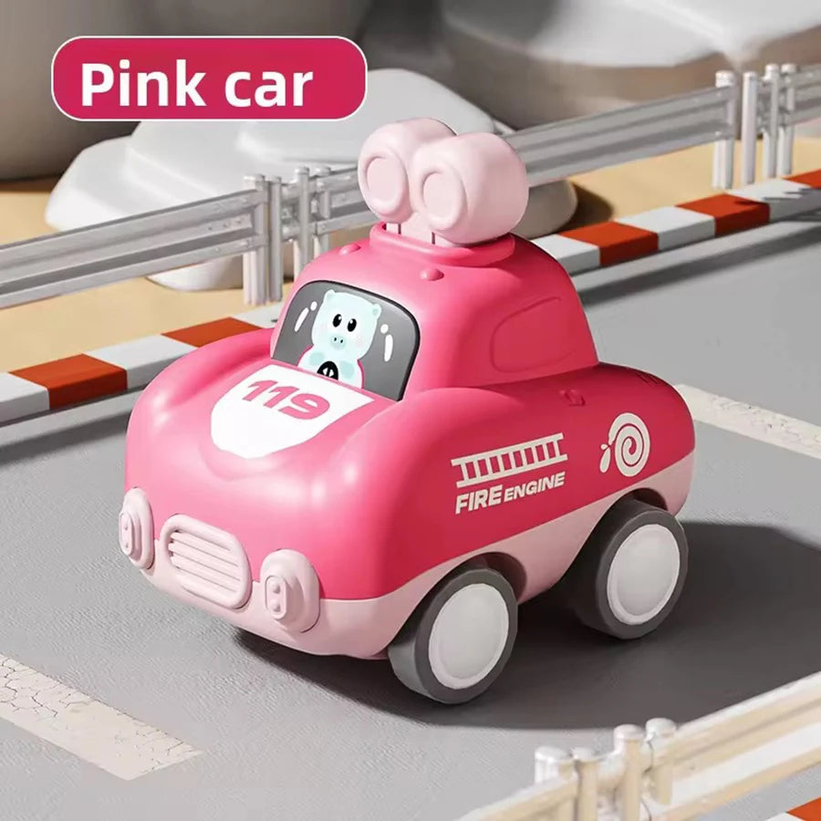 Inertia Pull-Back Cartoon Toy Car for Toddlers – Push and Go Car for Kids 1–3 Years