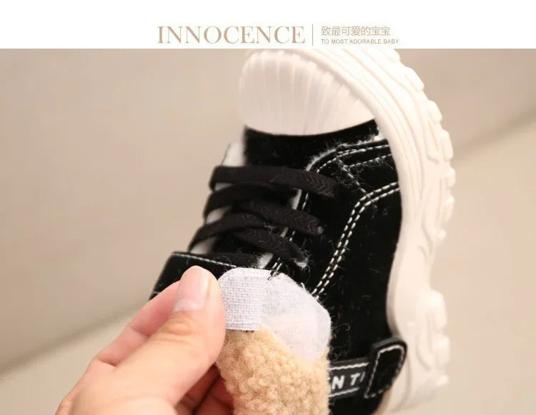 Children's Winter Warm Boots – Boys' & Girls' Waterproof Cotton Shoes with Thick Velvet Lining