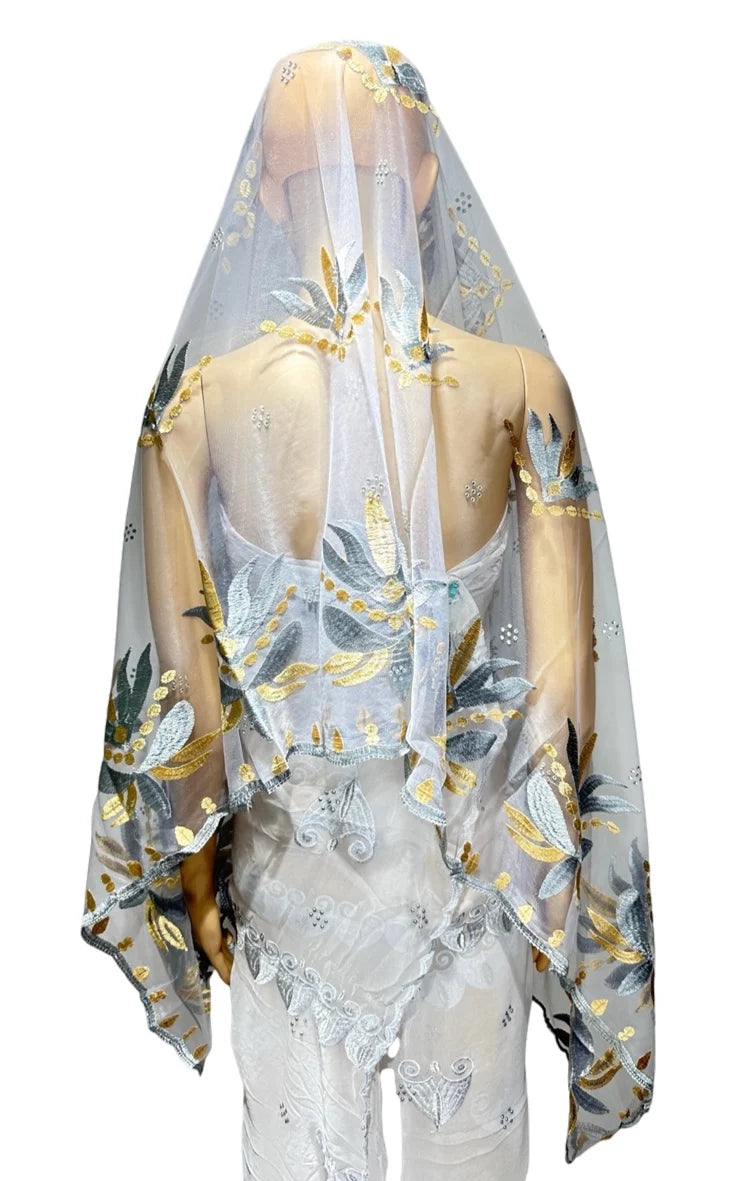 Women's Embroidered Voile Hijab Scarf