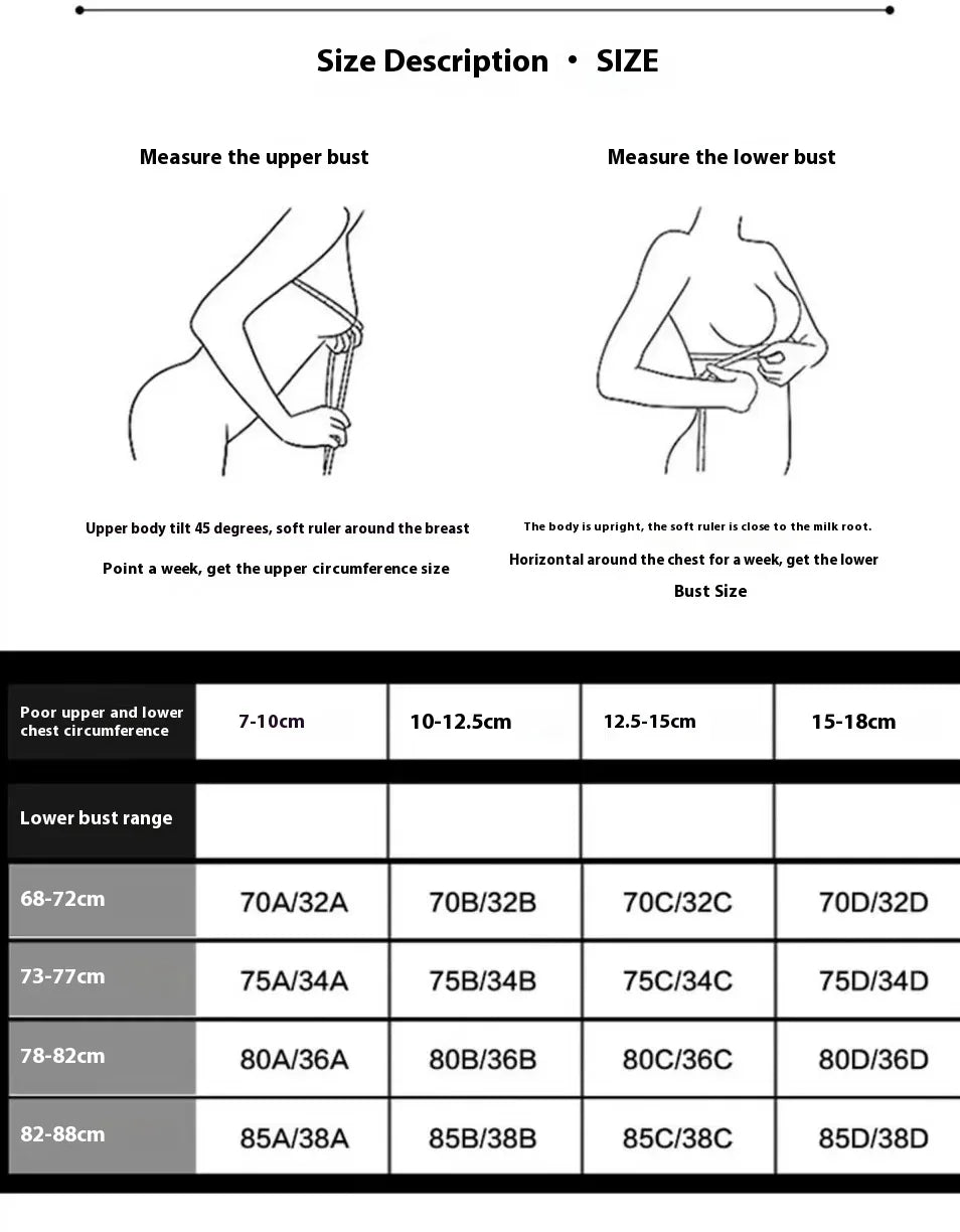 Women's Lace French Strappy Push Up Bra – Underwire, Backless, Sizes S-XL
