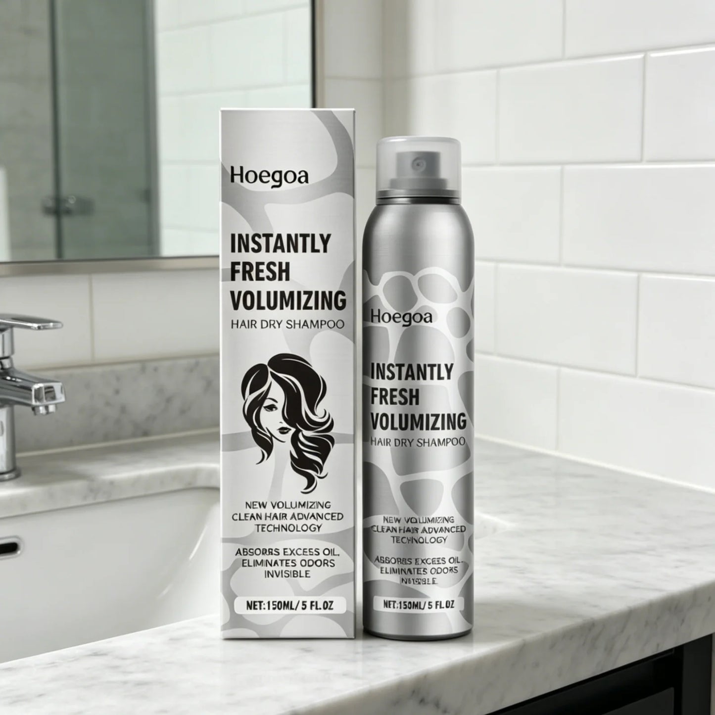 Volumizing Dry Shampoo Spray – Adds Volume, Absorbs Oil & Eliminates Odor, Instant No-Wash Hair Refresh (150ml)