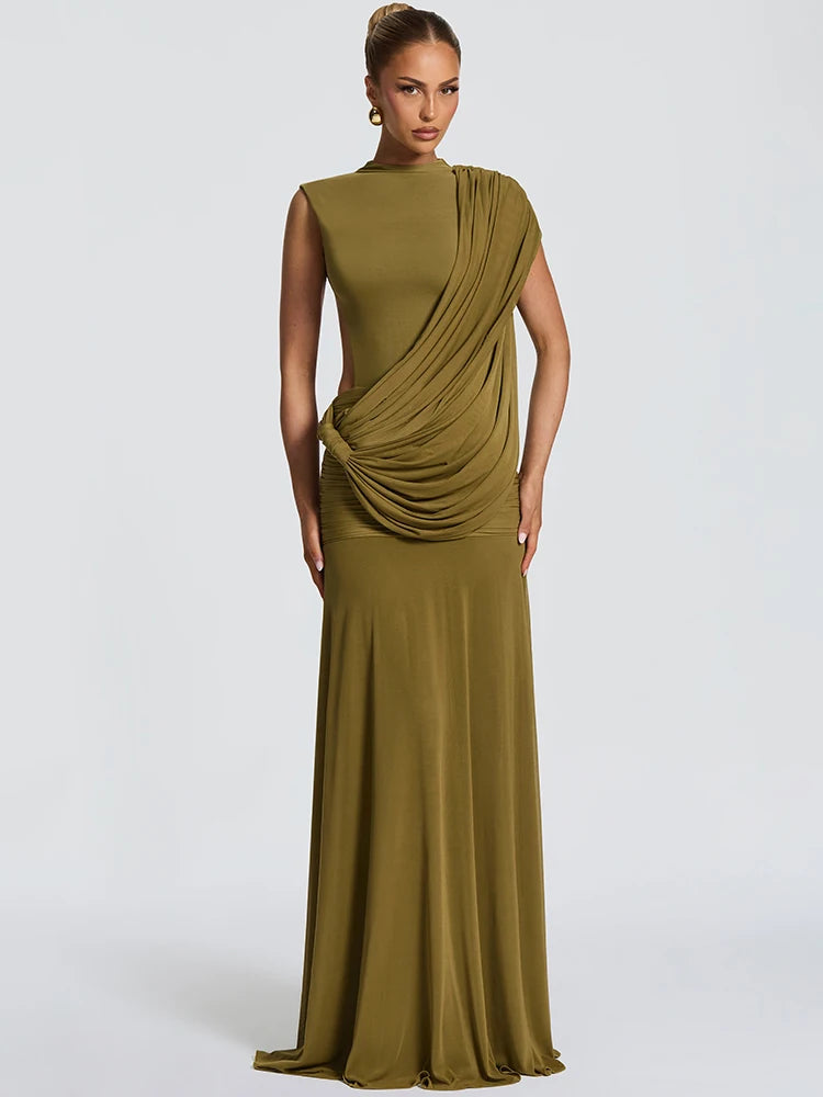 Mozision High Neck Backless Mermaid Maxi Dress