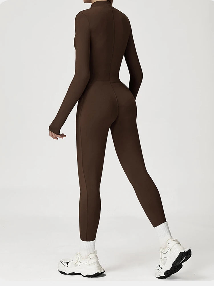 Women’s Warm Plush Winter Jumpsuit One-Piece Tracksuit – Long Sleeve Fitness Bodysuit for Gym, Skiing & Outdoor Wear