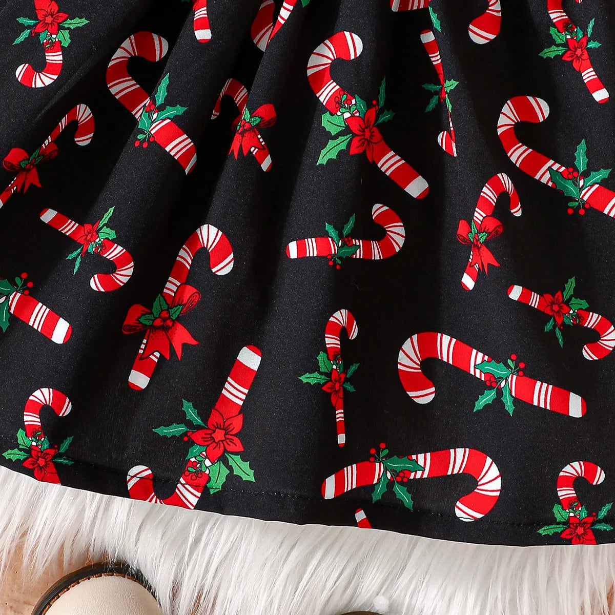 Baby Girl New Year Dress – Green Christmas Tree Print Outfit, “My First New Year” Costume for Newborns & Toddlers