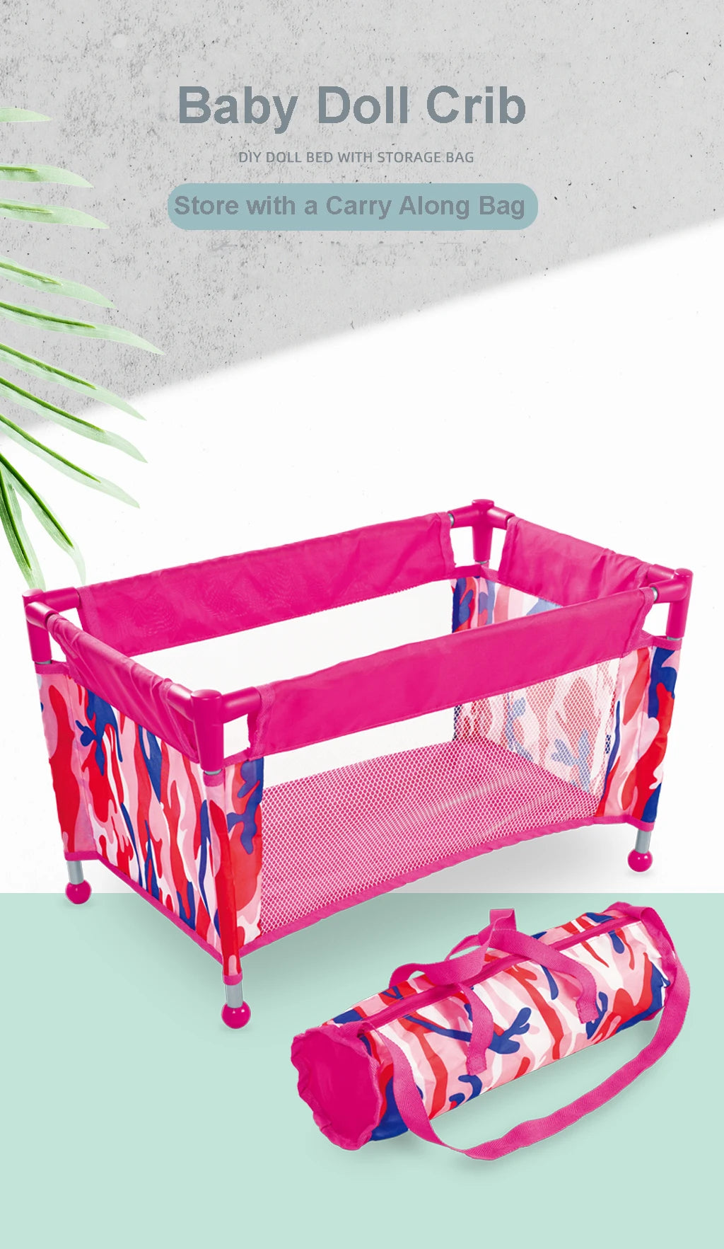 Baby Doll Crib & Pack-n-Play Set with Carry Bag — Fits Up to 18" Dolls