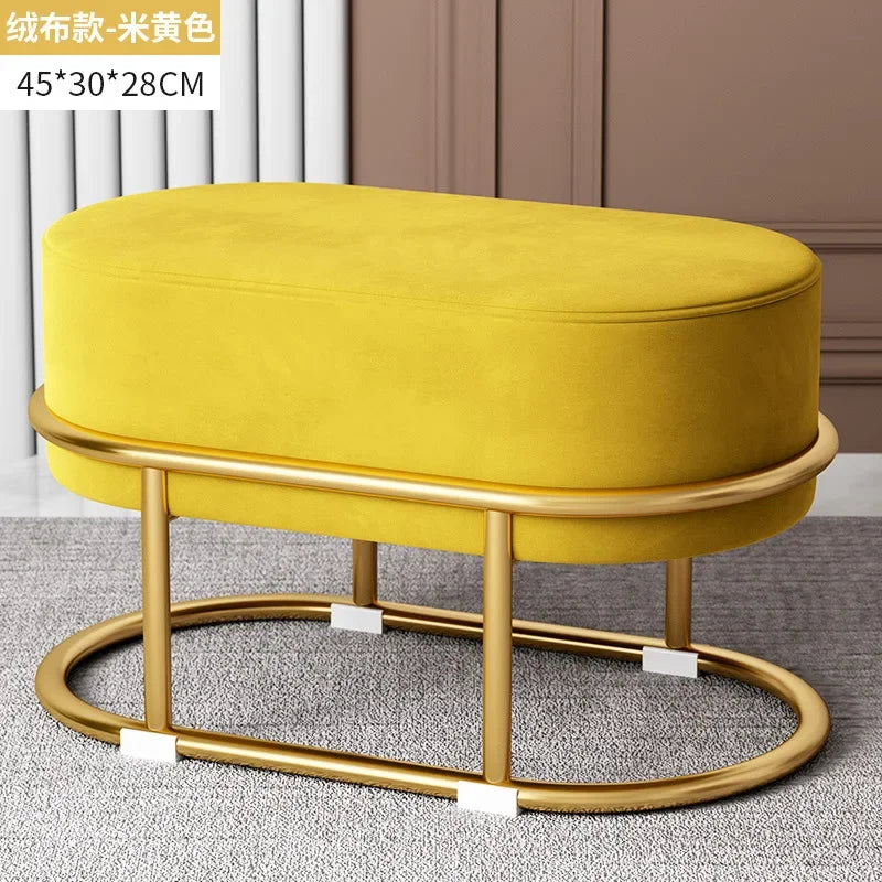 Seating Living Room Fabric Craft Shoe Changing Stool Home Doorway Sofa Stool Oval Rest Stool