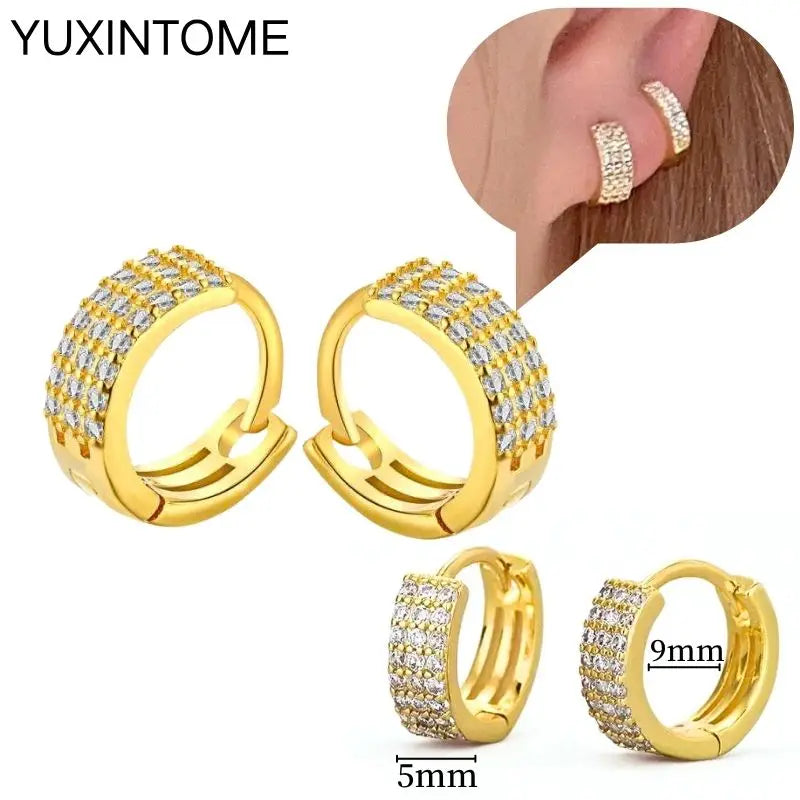 925 Sterling Silver Multi-Turn Hoop Earrings with White Zircon, Fashion Punk Jewelry for Women