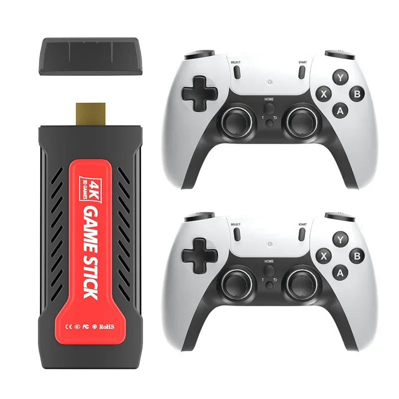 GD30 4K Retro Game Stick, 64GB Built-In Games, Wireless 2.4G Classic Video Game Console with Dual Controllers
