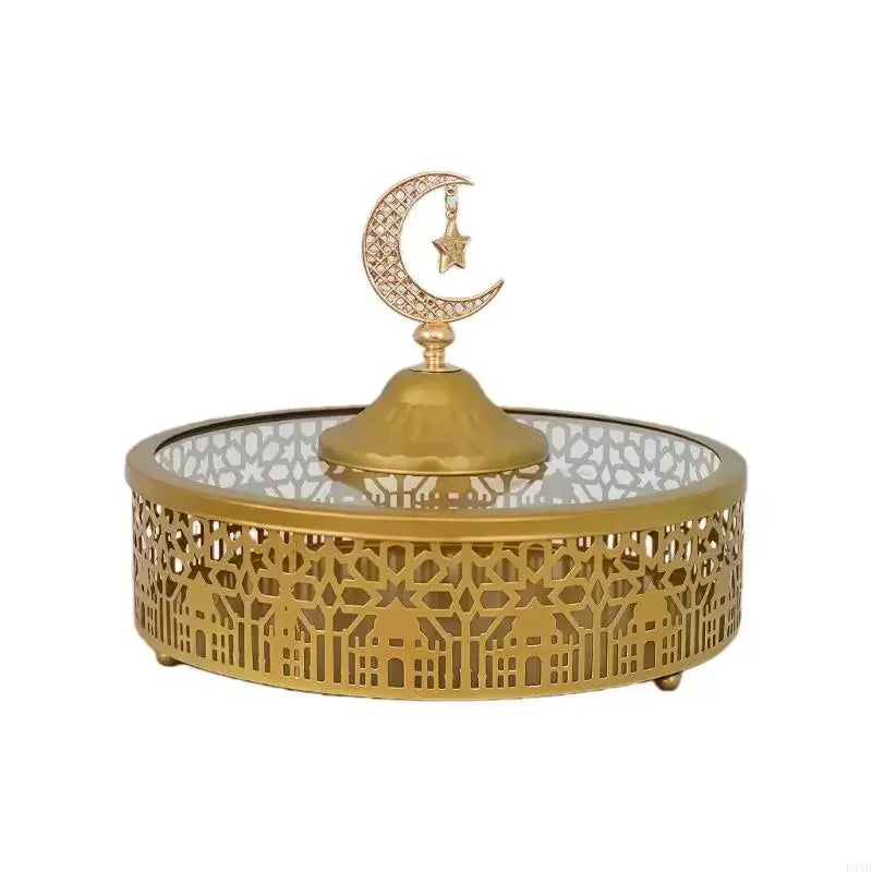 Decorative Iron Serving Tray for Snacks & Candies – Large Capacity Storage Plate for Islamic, Ramadan & Eid Celebrations
