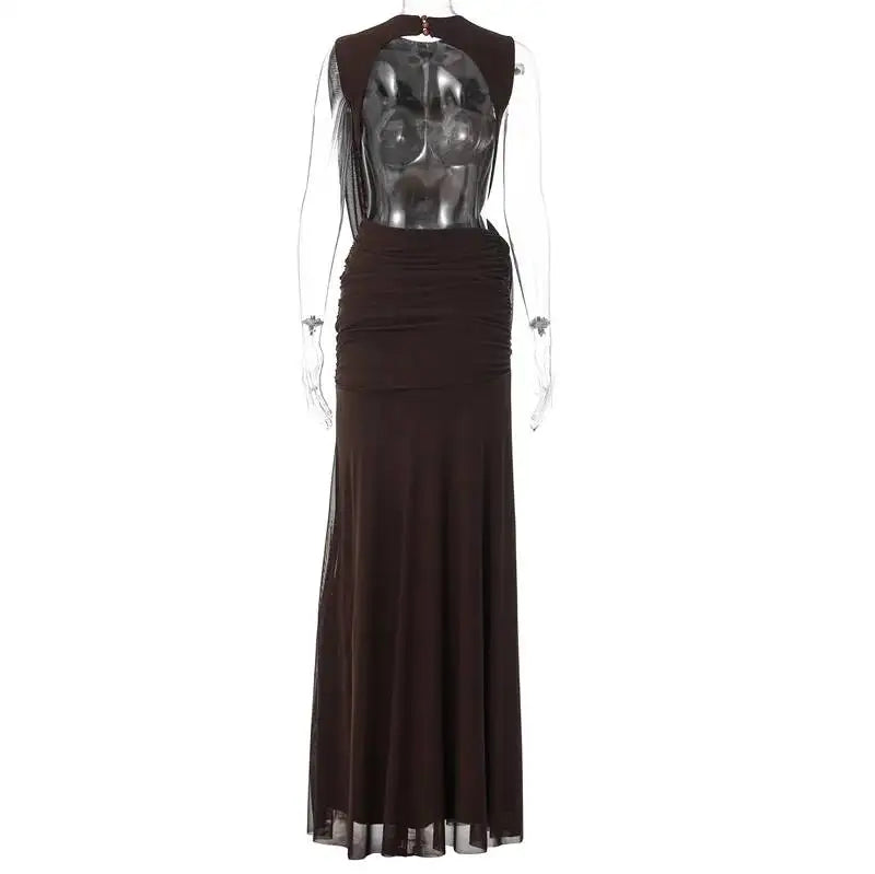 Mozision High Neck Backless Mermaid Maxi Dress