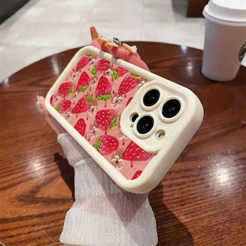 Cute Strawberry Cherry Silicone Phone Case for Motorola