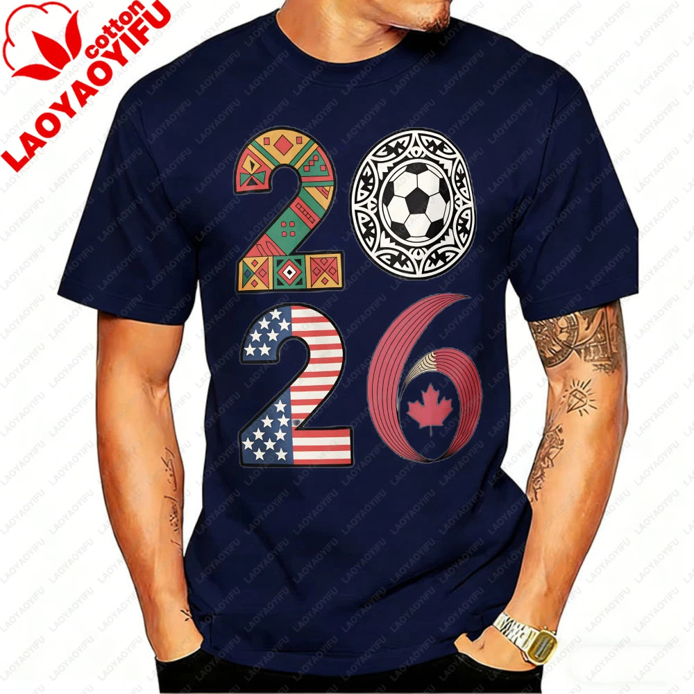 USA, Canada & Mexico Soccer Flag T-Shirt – Cotton Graphic Tee (2026 Edition)