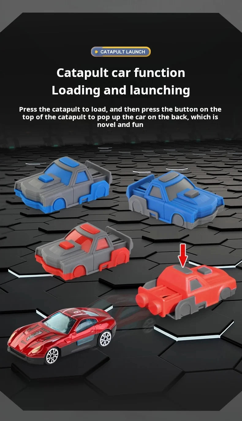 Transforming Vehicle Toy with Foldable Race Track