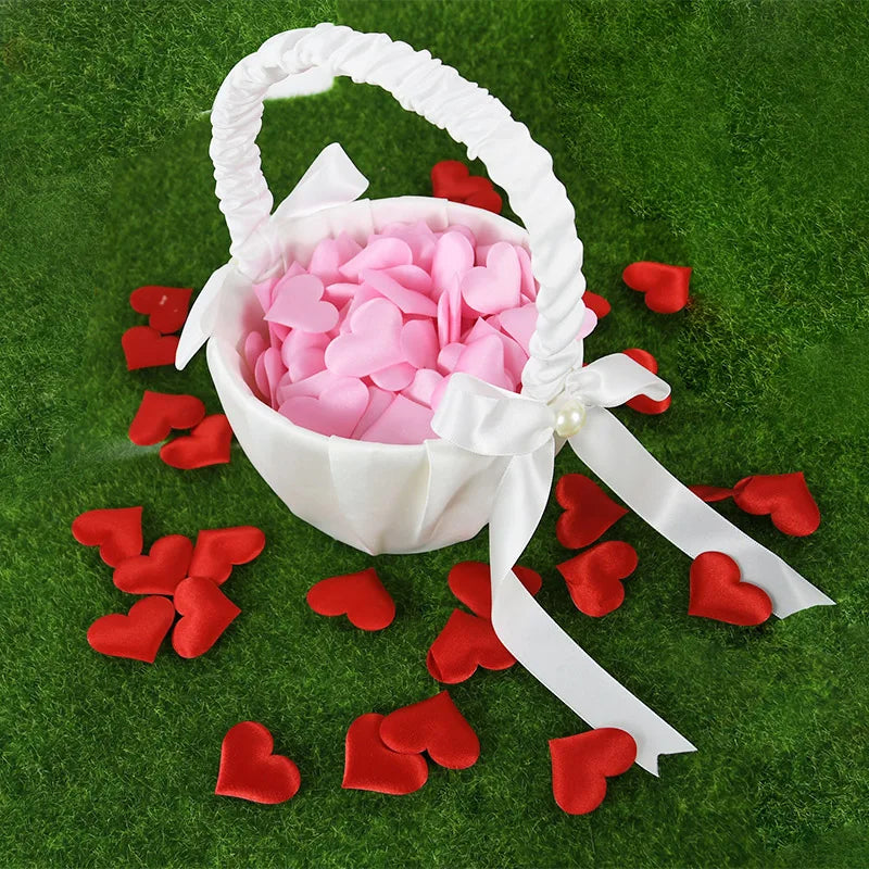 100/200 pcs Artificial Love Heart Petals – Satin & Sponge Confetti for Valentine’s Day, Wedding, Party, Table and Bed Decorations