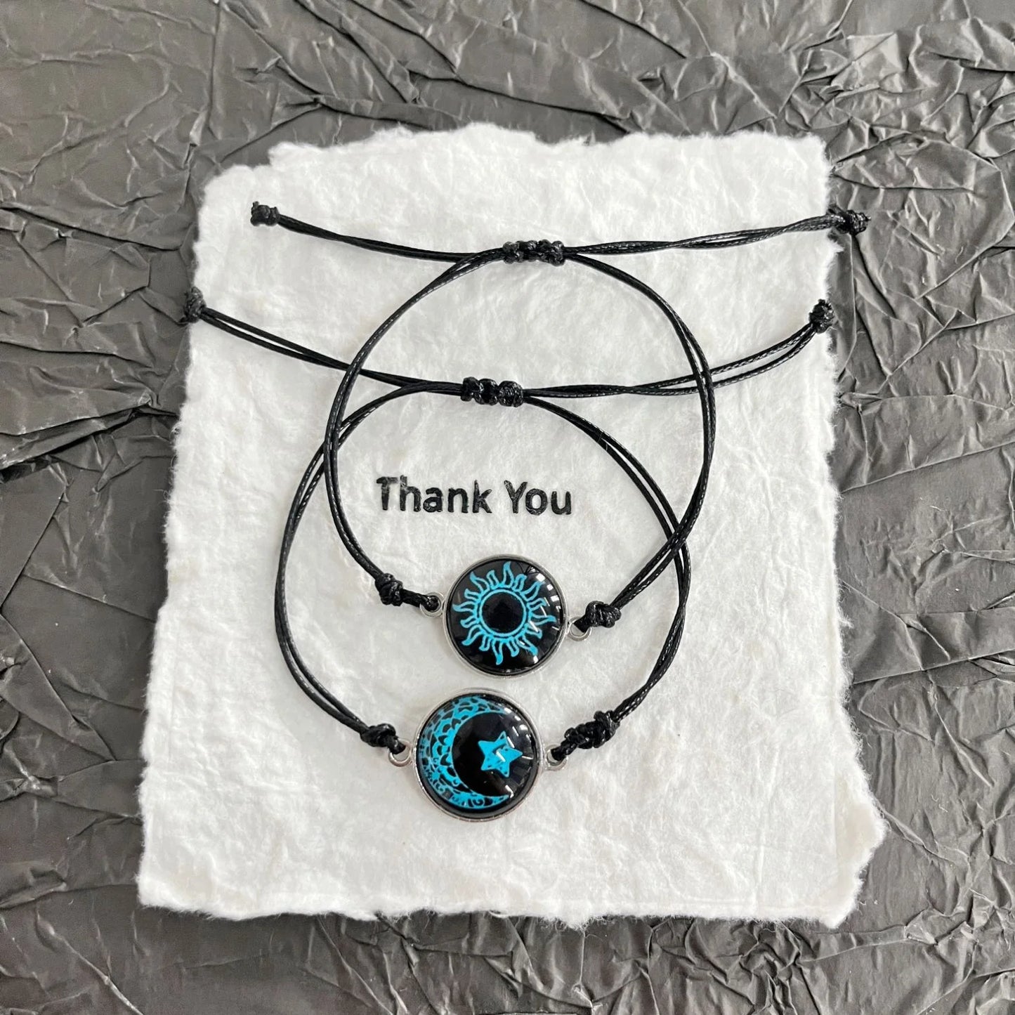 Adjustable Glow-in-the-Dark Rope Bracelet – Butterfly, Sun & Moon Luminous Jewelry for Couples and Friends