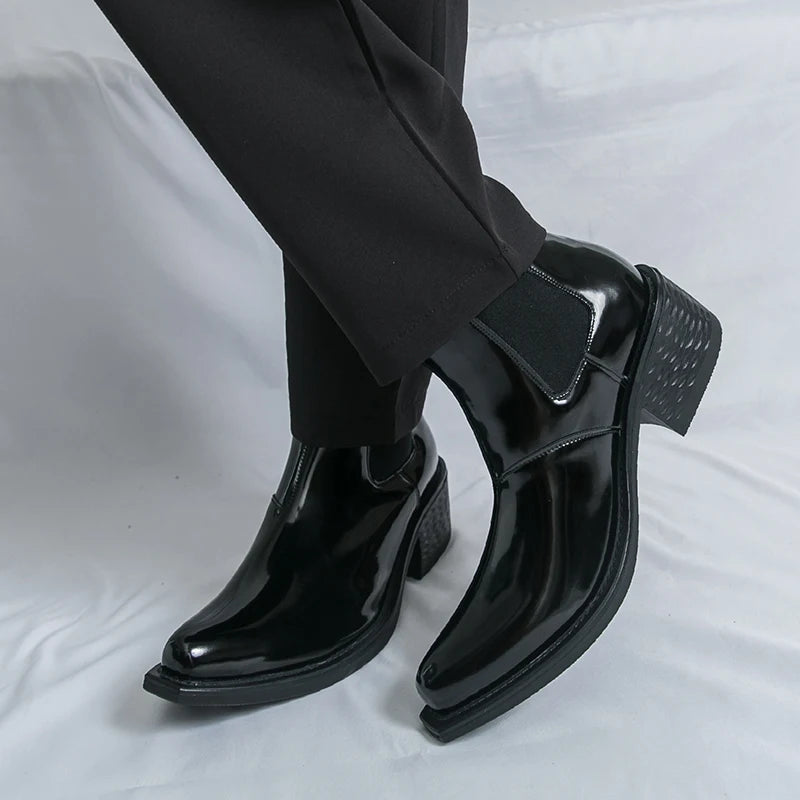 Men’s PU Leather Chelsea Boots, Classic Pointed Toe Design