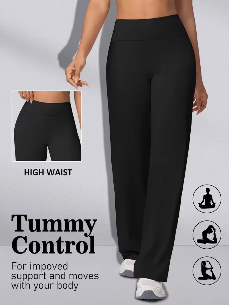 Women's High-Waist Straight Wide Leg Yoga Pants