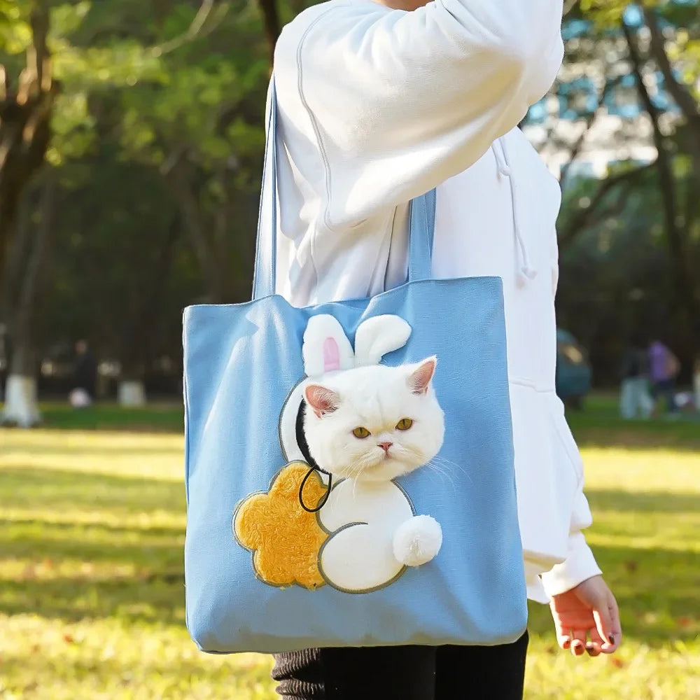 Pet Canvas Shoulder Bag Lion shaped Cat Tote Bag Comfortable Pet Tote Bag Shoulder Bag Portable Outdoor Cat Tote Bag