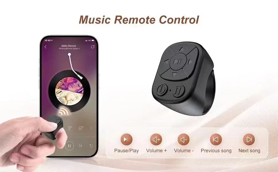 TikTok Scrolling Ring Remote Control – Bluetooth Page Turner & Camera Shutter for iPhone, iPad, Android Phones & Tablets, Remote Scrolling for Short Videos, Music Control & Photography