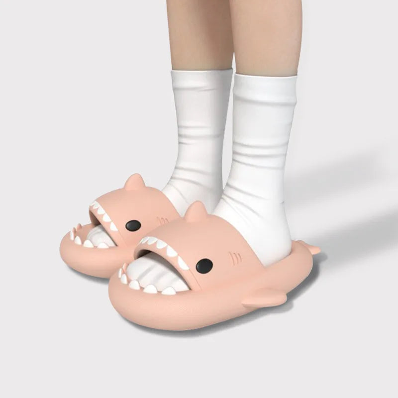 Thick-Sole Shark Slippers — EVA Slide Sandals