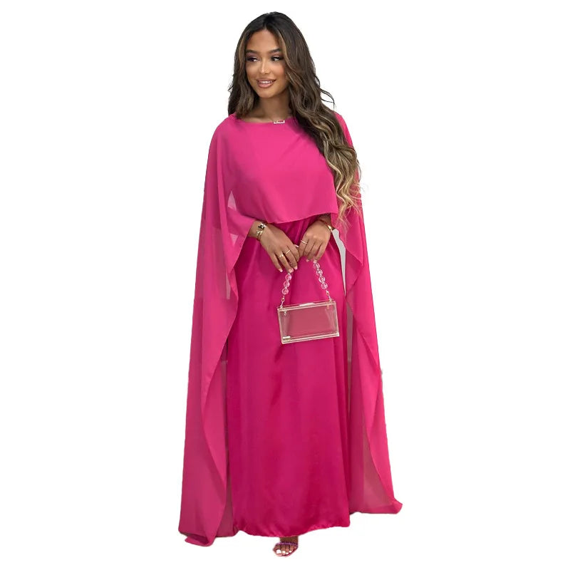 Women's Round Neck Loose Robe Chiffon Long Dress