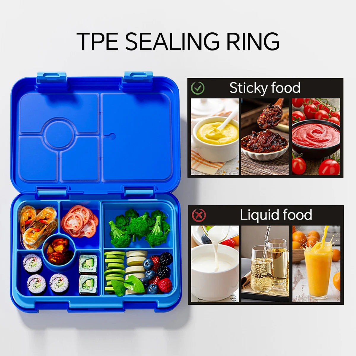 Cartoon Printed Microwavable Bento Lunch Box with 5 Compartments