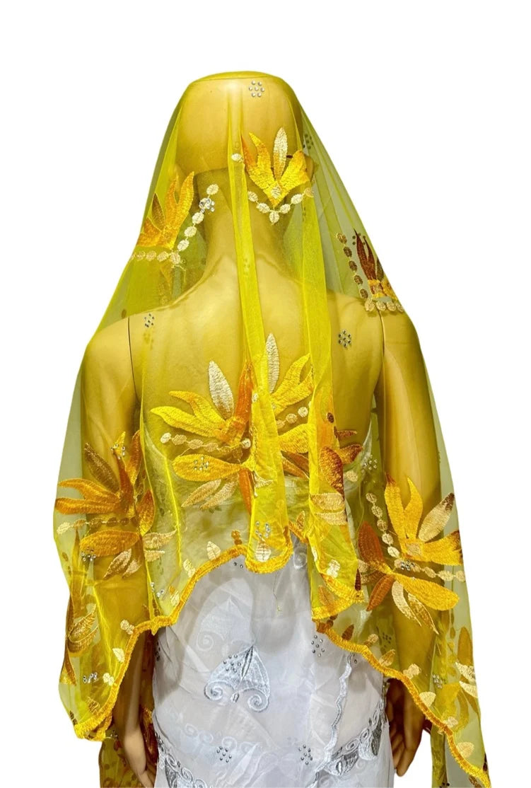 Women's Embroidered Voile Hijab Scarf