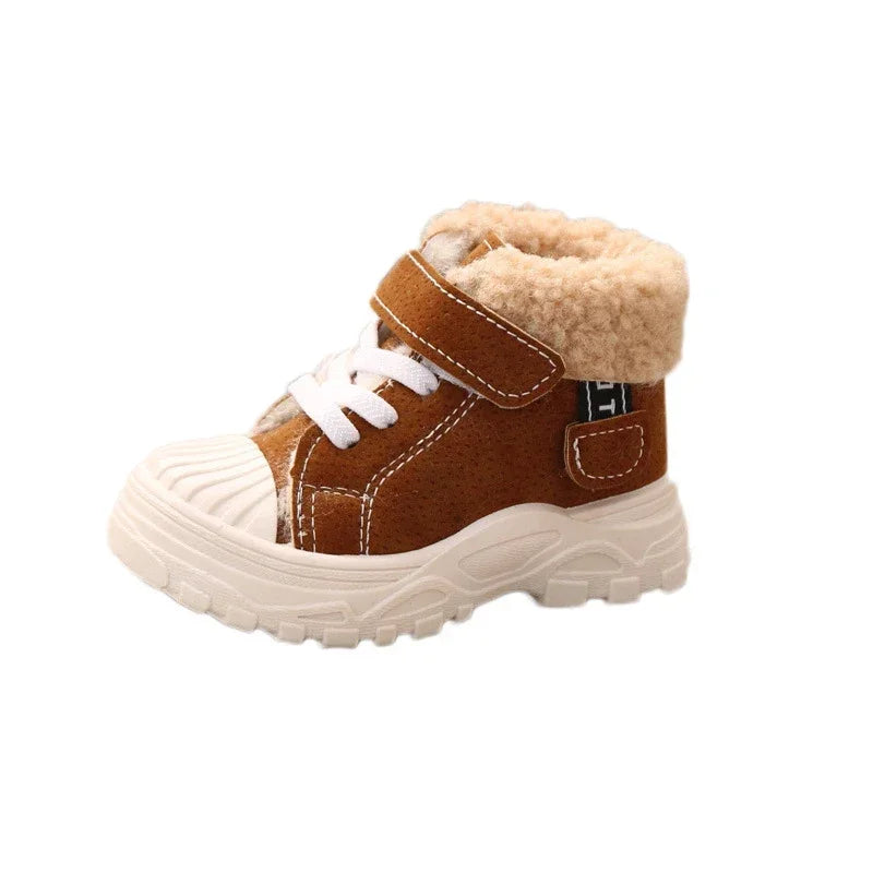 Children's Winter Warm Boots – Boys' & Girls' Waterproof Cotton Shoes with Thick Velvet Lining
