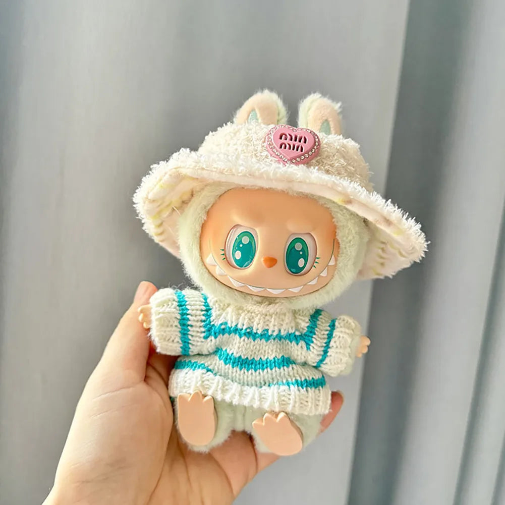 17cm Labubu Doll Clothes Outfit – Accessories for Kpop EXO Labubu Idol V1/V2, Skirt & Sweater Clothing Gift"
