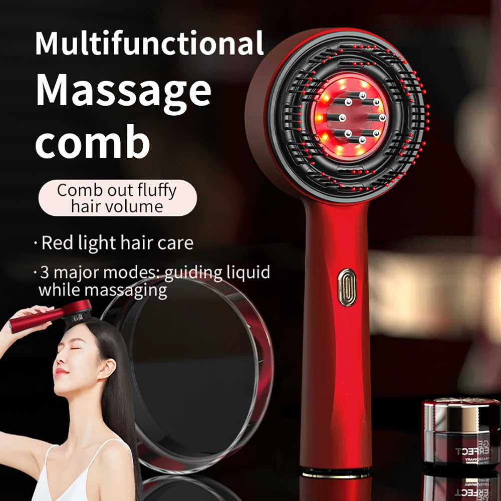 Electric Vibration Massage Comb Portable Scalp Massager with Oil Applicator, Hair Follicle Care Comb for Scalp Relaxation and Hair Care