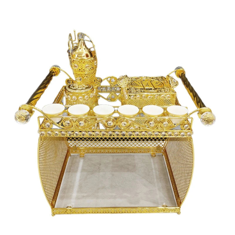 Middle Eastern Arabian Popular Eritrea Ethiopia Habesha Luxury Incense Burner – Aromatherapy Coffee Table Metal Ornament Set for High-End Home Décor