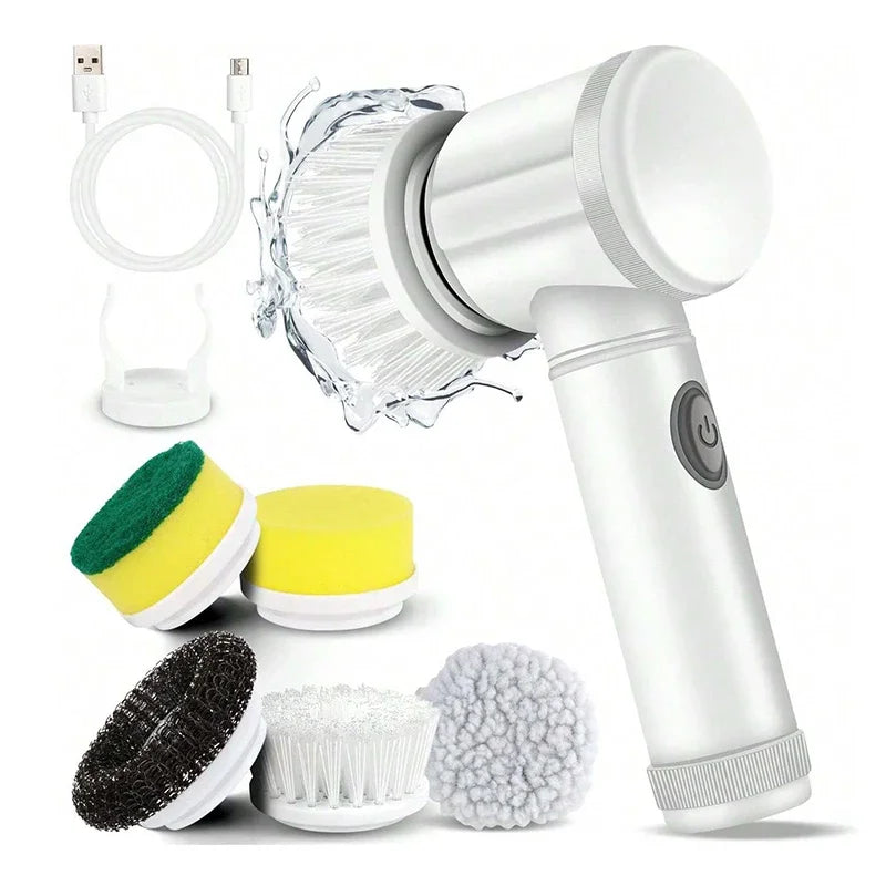 Electric Spin Scrubber – Bathroom Power Cleaning Brush with 5 Replaceable Brush Heads