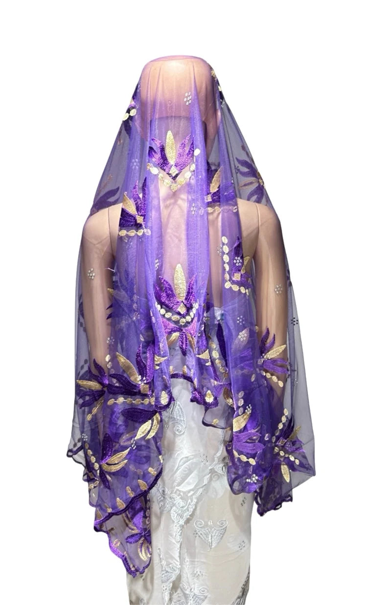 Women's Embroidered Voile Hijab Scarf