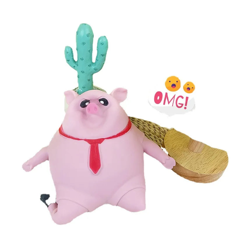 Cute Pink Pig Stress Relief Squeeze Toy – Soft Animal Squishy for Pets & Kids | Fun Anti-Stress Sensory Toy