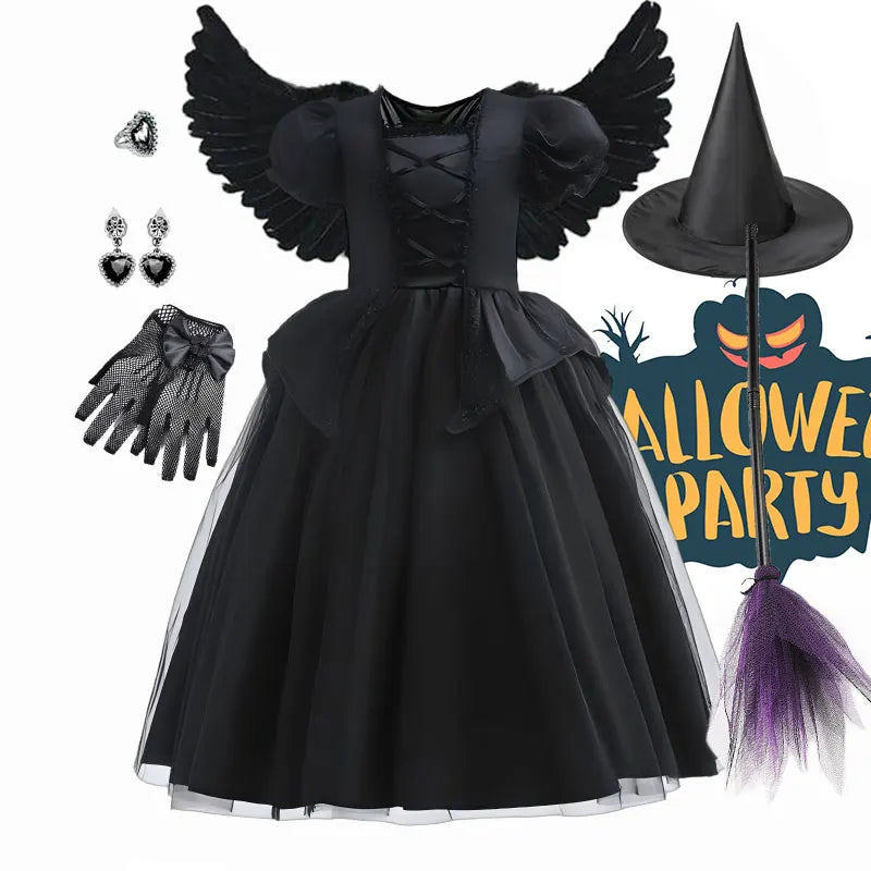 Girls' Witch Costume Dress with Hat