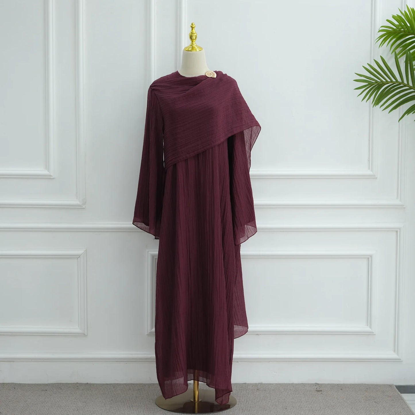 Women’s Two-Piece Modest Cardigan Set – Elegant Middle East Islamic Abaya Dress for Ramadan & Eid