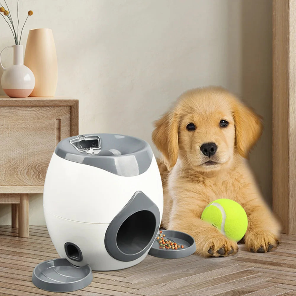 Dog Interactive Treat Dispenser Puzzle Toy with Tennis Ball Reward System