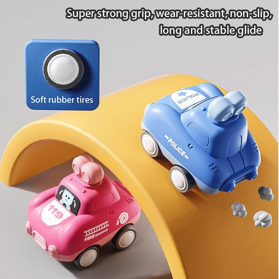Inertia Pull-Back Cartoon Toy Car for Toddlers – Push and Go Car for Kids 1–3 Years