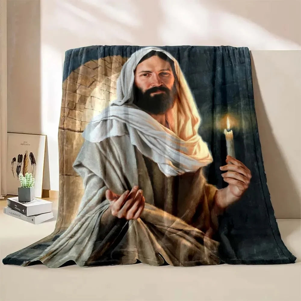 1PC God Jesus Believer Pray Virgin Mary Printed Blanket Soft and Comfortable Home Travel Blanket Adult and Child Warm Blanket Catholic