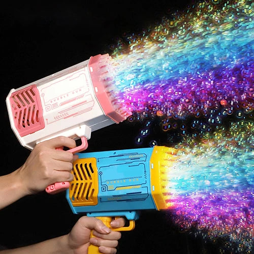 Automatic 69-Hole Bubble Gun Machine with Lights – Soap Bubble Blower Toy for Kids