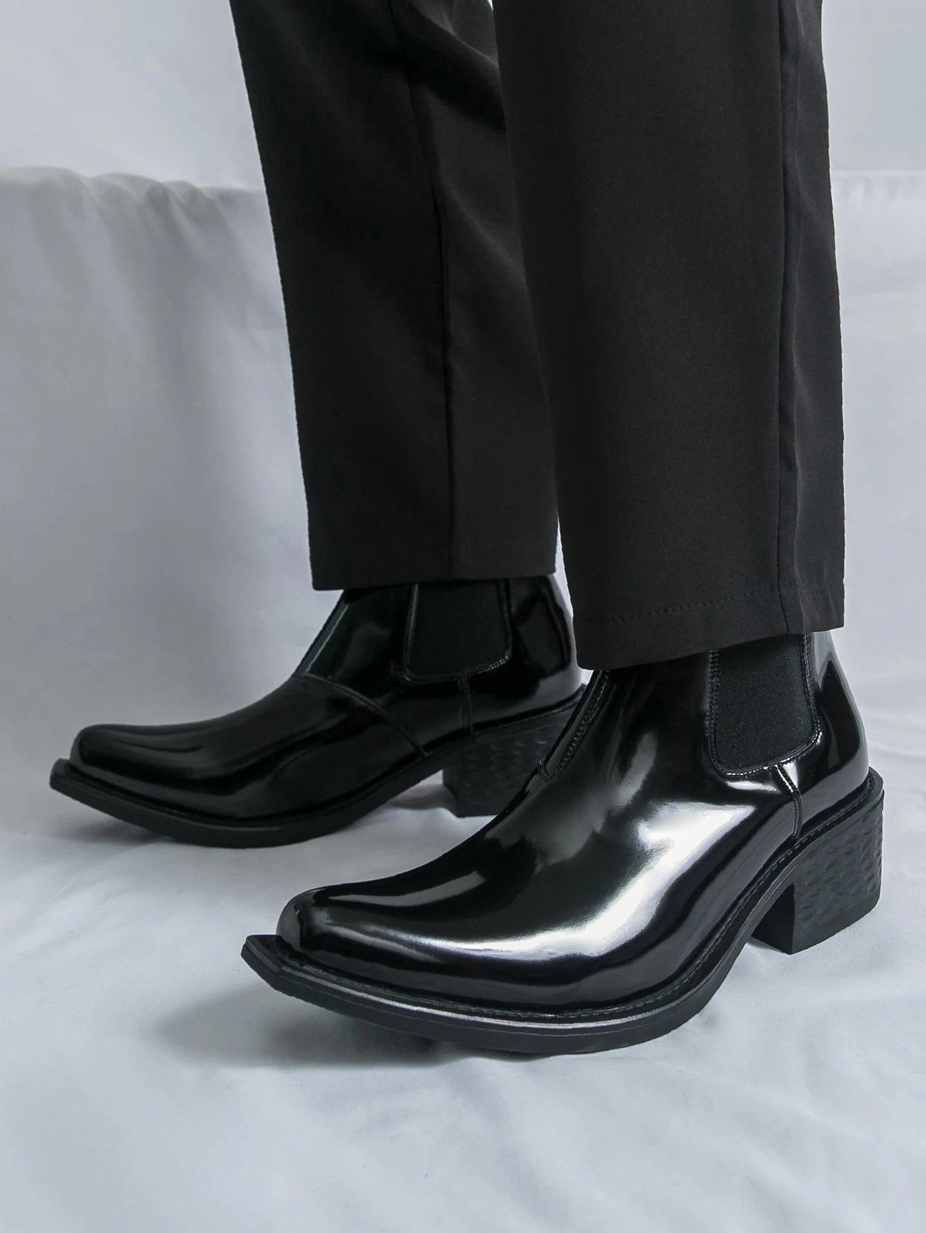 Men’s PU Leather Chelsea Boots, Classic Pointed Toe Design