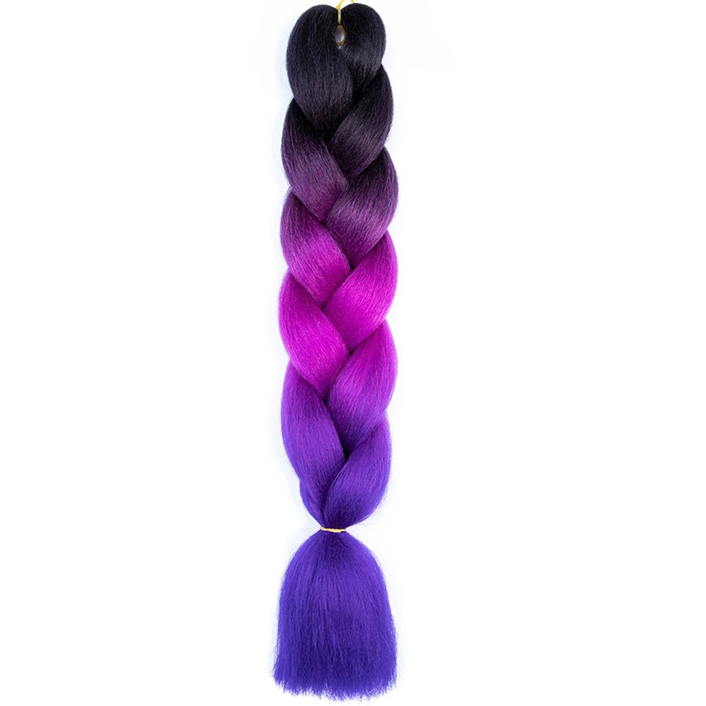 GlowStrands 24” Jumbo Braids for Kids & Adults – Ombre Kanekalon Hair Extensions, Easy Styling & Natural Feel