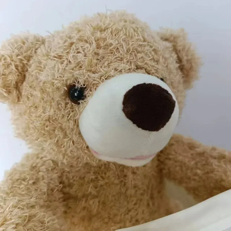 Shy Teddy Bear Electric Plush Toy – Peekaboo Talking & Moving Stuffed Animal for Kids, Baby Entertainment Gift