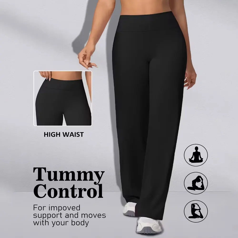 Women's High-Waist Straight Wide Leg Yoga Pants